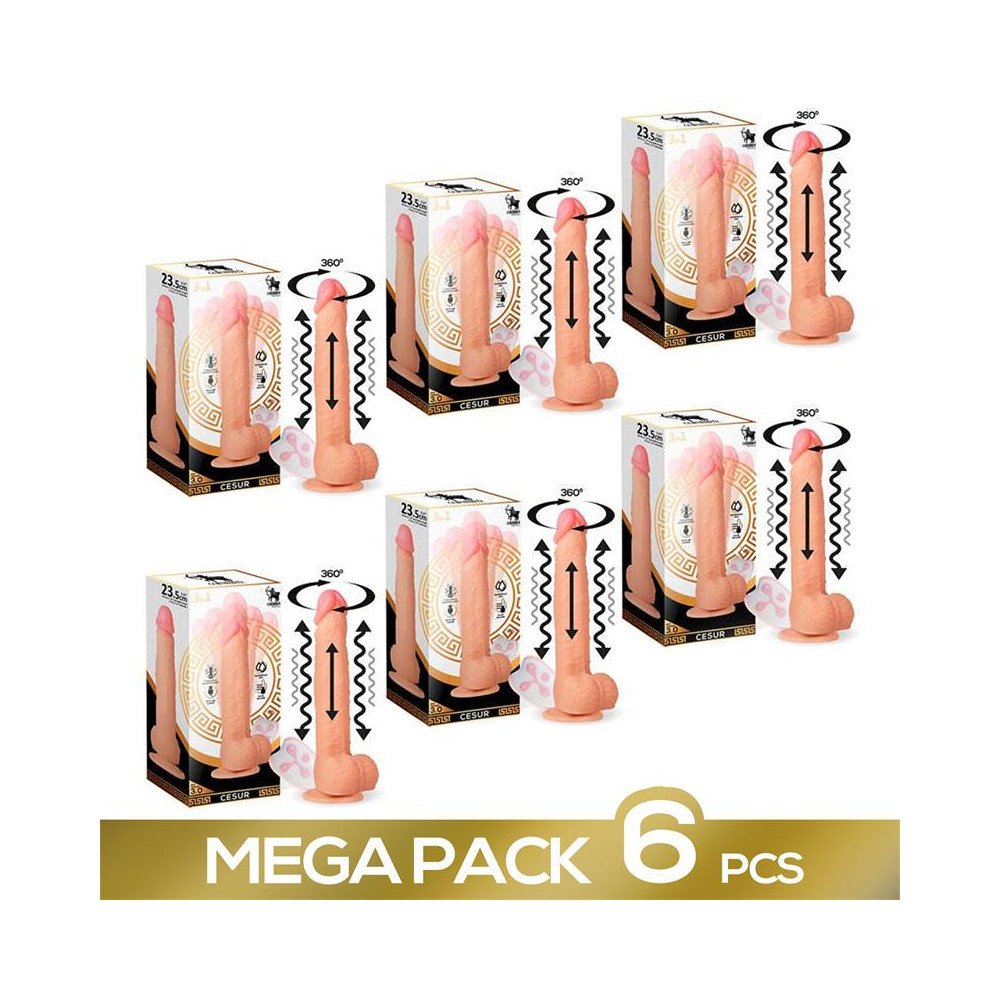 Pack de 6 Cesur 30 Dildo Realista con Vibracion Movimiento Ondulante 360º y Telescopico